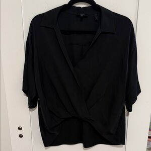 Theory Elegant Black Drape Blouse